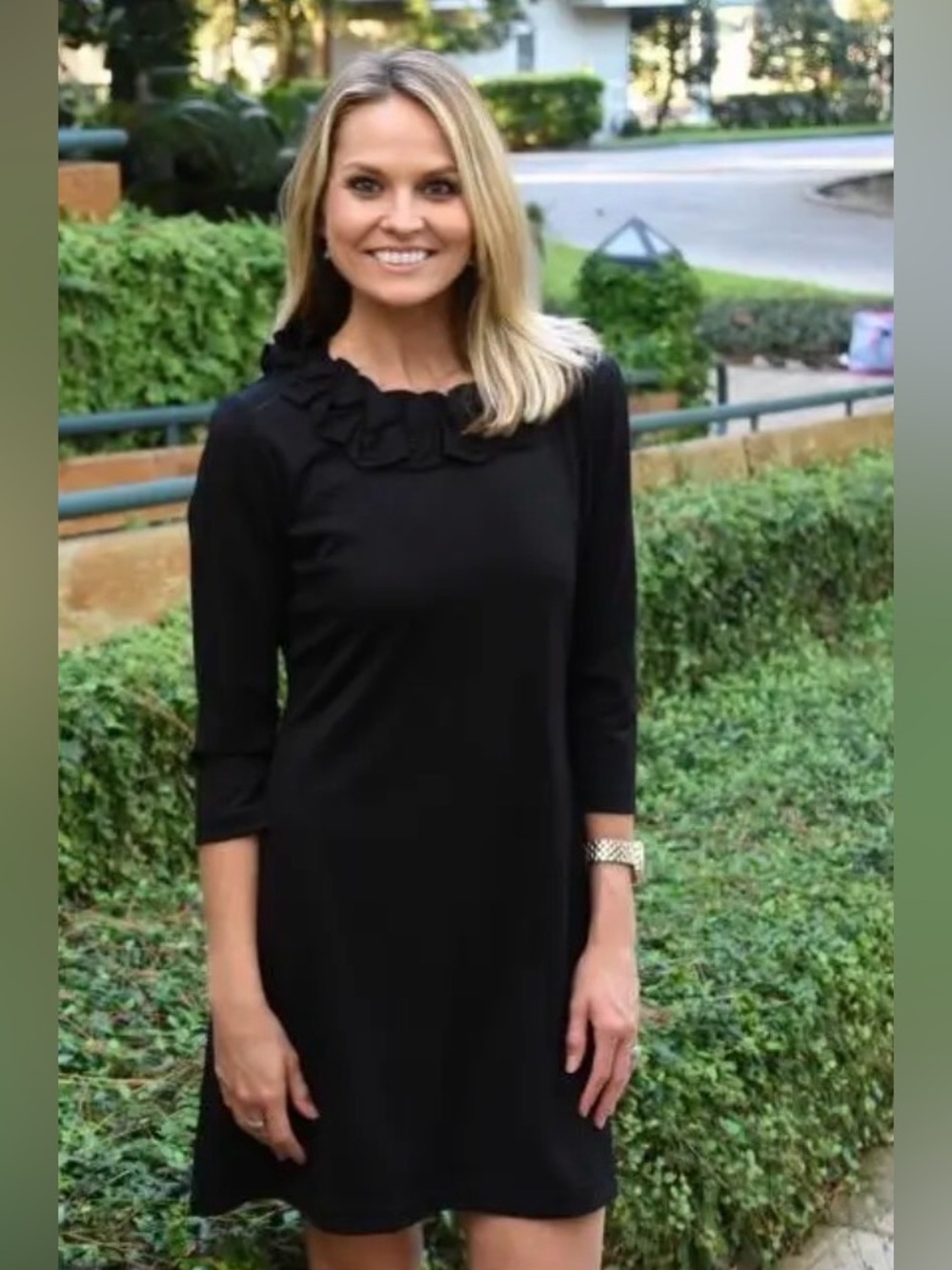 Sailor Sailor Dress Womens Size Medium Black Ruffle Neck cricket Mini Ponte